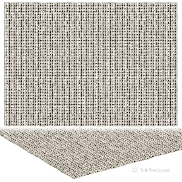 Square Rug With Light Beige Woven Texture For Modern Living Room Decor 3d model 