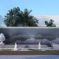 Contemporary Scenic Wall Design With Water Feature White Sculptures And Green Plants