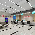 Modern Service Hall Interior With Service Counters Waiting Chairs And Digital Screens 3d model