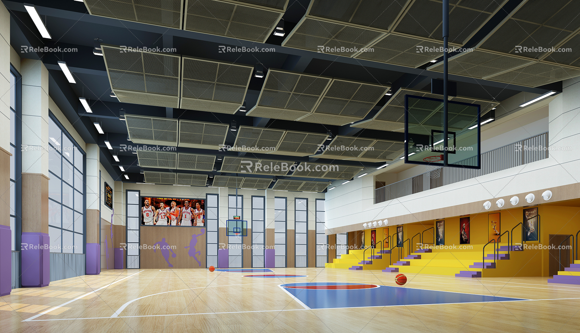 Modern Basketball Court Basketball Hall Basketball Frame Display 3d model