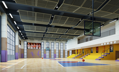 Modern Basketball Court Basketball Hall Basketball Frame Display 3d model