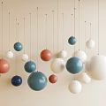 Multicolored Round Hanging Ornaments for Modern Home Interior Decoration in Blue White Orange