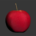 Fresh Ripe Red Apple with Stem and Shiny Surface on Dark Background and Reflection