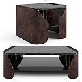 Modern Coffee Table With Octagonal Black Marble Top And Wooden Frame Design