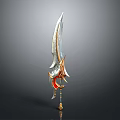 Ornate Fantasy Sword With Silver Blade Golden Decorations And Red Accents