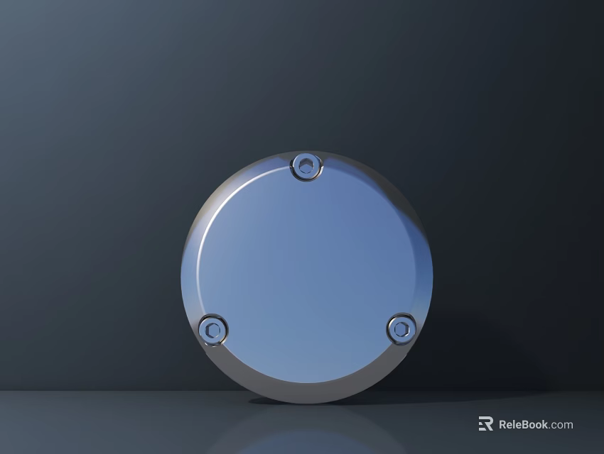 Modern Toilet Round Metal Button Panel With Three Fixed Screws And Sleek Design 3d model 