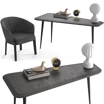 Desk book chair lamp decorative combination 3d model
