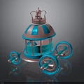 Fairy Tale Carriage With Pink And Blue Domed Top Decorative Crown And Spoked Wheels