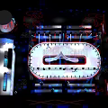 Fashion Runway Stage Design With White Platform Red Border Black White Stripes And Lighting