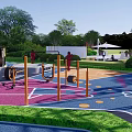 Park Landscape Design With Basketball Court Recreation Area Green Trees And Pathways