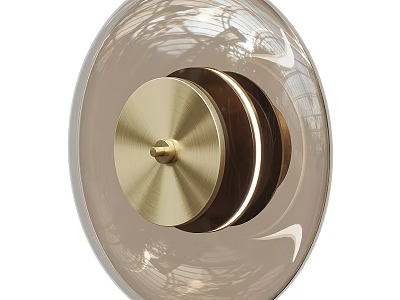 Modern Round Glass Wall Lamp Featuring Golden Brass Accent For Interior Decor 3d model