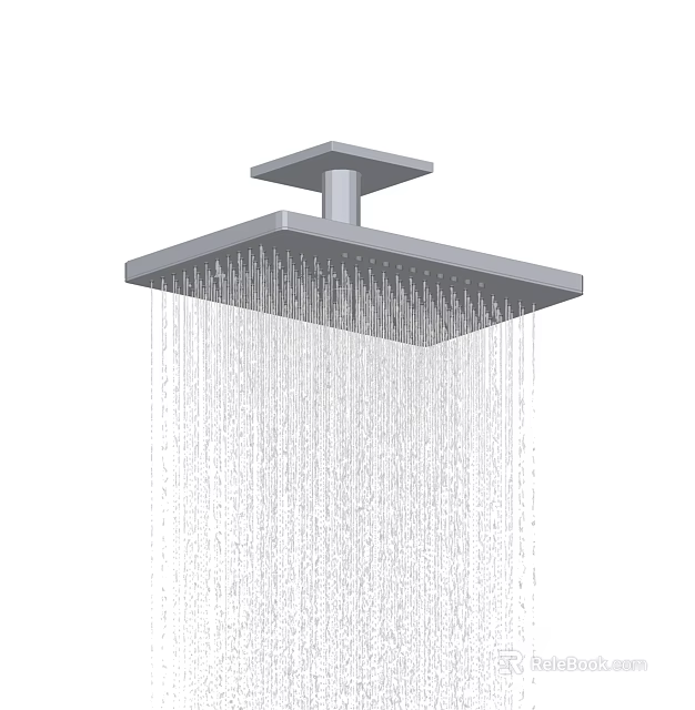 Sleek Square Shower Head Featuring Steady Water Flow And Modern Design Appeal 3d model 
