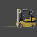 Yellow Heavy Duty Forklift With Operator Cab And Front Loading Forks 3d model