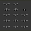 Group of Robotic Warriors In Silver Black Armor Standing In Formation