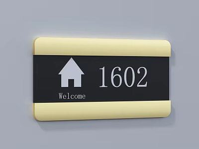Commercial Door Sign Equipment With House Icon 1602 Welcome Text Black Yellow Design Wall Mounted 3d model