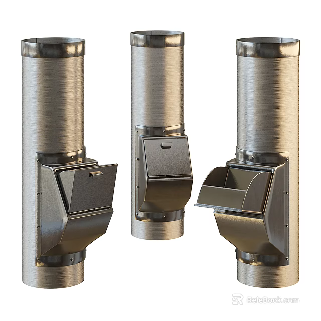Durable Metal Column Receptacles With Three Varied Opening Designs For Outdoor Areas 3d model 