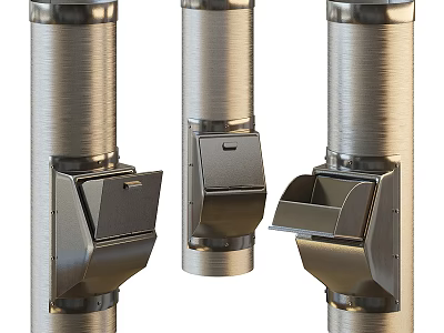 Durable Metal Column Receptacles With Three Varied Opening Designs For Outdoor Areas 3d model