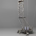 Tall Tower Crane Construction Equipment Featuring Metal Structure And Hoisting Arm 3d model