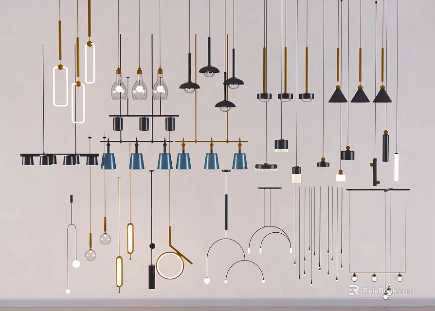 Modern Chandeliers With Various Design Styles And Metal Frames For Decor 3d model