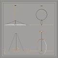 Modern Chandeliers With Geometric Metal Frames Circular Linear Designs For Interior Decoration 3d model