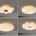 Modern Ceiling Lights Featuring Flower Shaped And Round Textured Designs With Red Accent 3d model