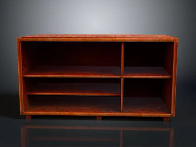 Brown Wooden Display Bookshelf With Multiple Open Shelves And Sturdy Legs 3d model