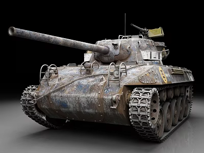 Old Rusty Military Tank With Long Cannon Tracks And Weathered Metal Armor 3d model