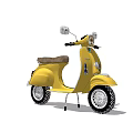 Yellow Vintage Scooter With Brown Seat And Classic Chrome Design Details