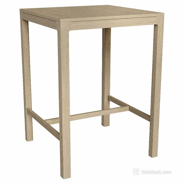 Light Wood Dining Table With Simple Design And Sturdy Cross Support Legs 3d model 