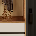 Modern Shoe Cabinet With Hanging Hooks Storage Shelves And Decorative Plants