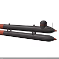 Black And Orange Torpedo Weapon With Multi Section Design And Propulsion System 3d model