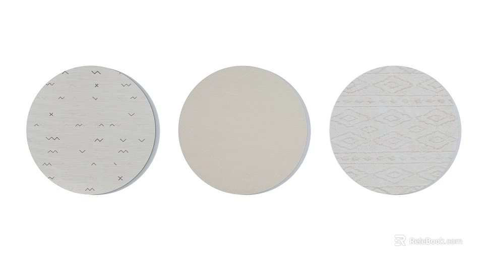 Modern Round Rugs With Geometric Patterns Solid Color And Textured Surfaces For Home Decor 3d model