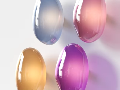 Colorful Oval Shaped Wall Lamps With Glossy Finish In Blue Pink Yellow Purple 3d model