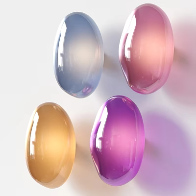 Colorful Oval Shaped Wall Lamps With Glossy Finish In Blue Pink Yellow Purple 3d model