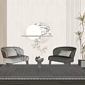 Cozy Leisure Sofa Set With Two Gray And Beige Armchairs Soft Cushions And Coffee Table