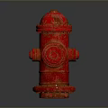 Red Fire Hydrant With Classic Design On Dark Reflective Surface
