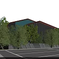 School Campus Buildings With Sports Field Green Areas And Surrounding Trees