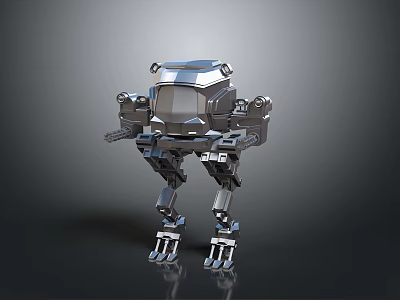 Mechanical Robot Figure with Metallic Structure Silver Body And Mechanical Limbs 3d model