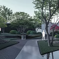 Modern Sales Office Building with Landscaped Gardens Reception Area and Elegant Decor