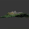 Ancient Castle Ruins On Hill With Winding Paths And Green Vegetation