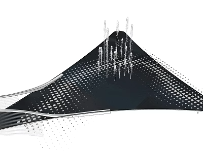 Modern Garden Ornament With Perforated Black Base Slender Poles And Curved Design 3d model