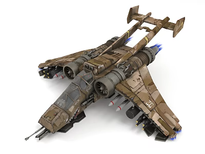 Sci-Fi Camouflage Fighter Jet Model With Twin Engines Weapon Mounts And Hardcore Details 3d model