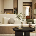 Modern Black Coffee Table In Living Room With Vase Green Plant Books And Koala Decor