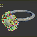 Elegant Vintage Gold Ring with Central Gemstone and Surrounding Small Stones Intricate Floral Design