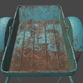 Vintage Blue Rusted Industrial Wheelbarrow With Two Wheels For Industrial Use