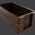 Rectangular Wooden Storage Box With Metal Rivets And Sturdy Construction 3d model