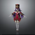 Child Wearing Red and Gold Costume with Purple Hair and Crown