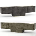 Modern Entryway And Console Cabinet With Gray Textured Surface And Metal Base Design