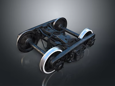 Industrial Train Bogie Mechanical Structure With Metal Wheels Spring Components And Frame 3d model