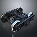 Industrial Train Bogie Mechanical Structure With Metal Wheels Spring Components And Frame 3d model